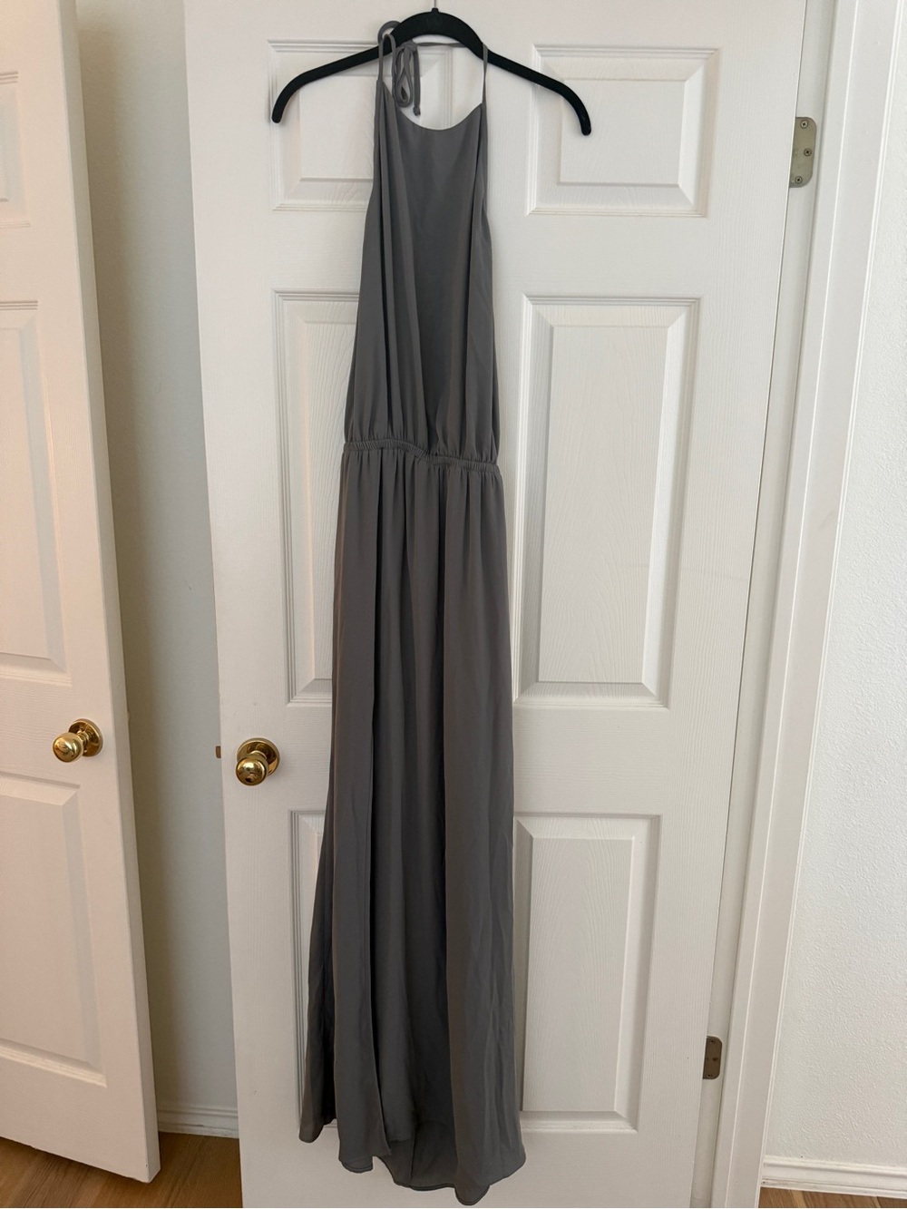 Show Me Your Mumu Halter Maxi Dress in Slate Gray